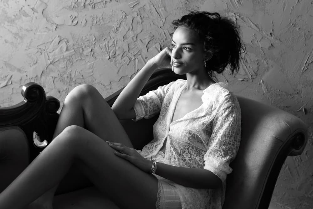 Elegant Pensive Woman by Yoram GIL — canvas wall art