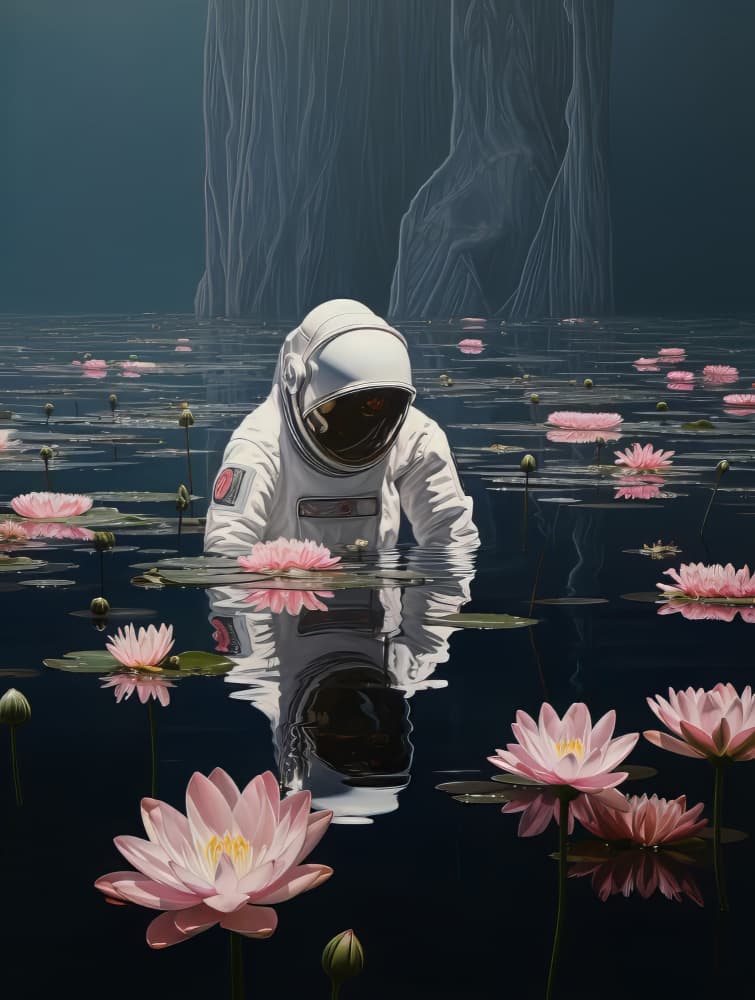 Astronaut Lotus Dream by Bilge Paksoylu — canvas wall art