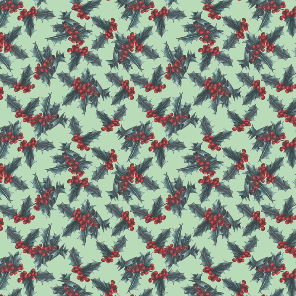 Festive Holly Berry Pattern by Cecilia Battaini — canvas wall art