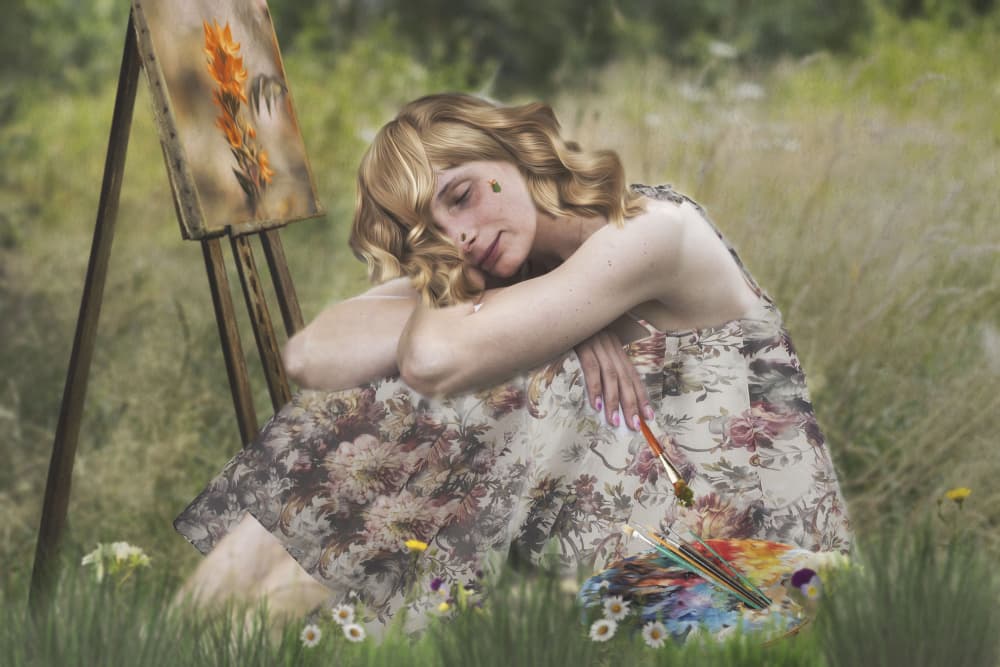 Sleeping Artist in Meadow by Ewa Całkosińska-Kajzer — canvas wall art