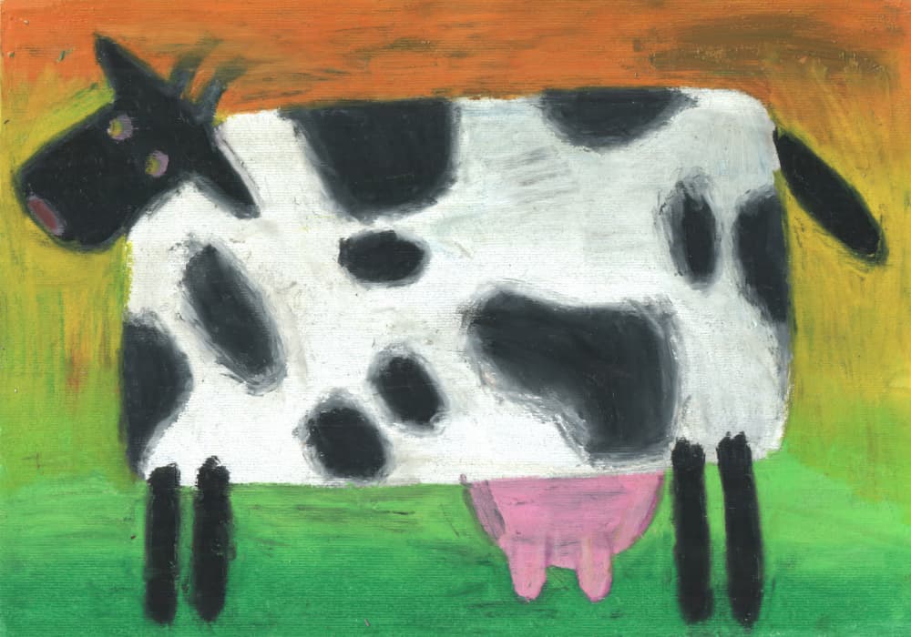 Colorful Cartoon Cow by Kulik — canvas wall art