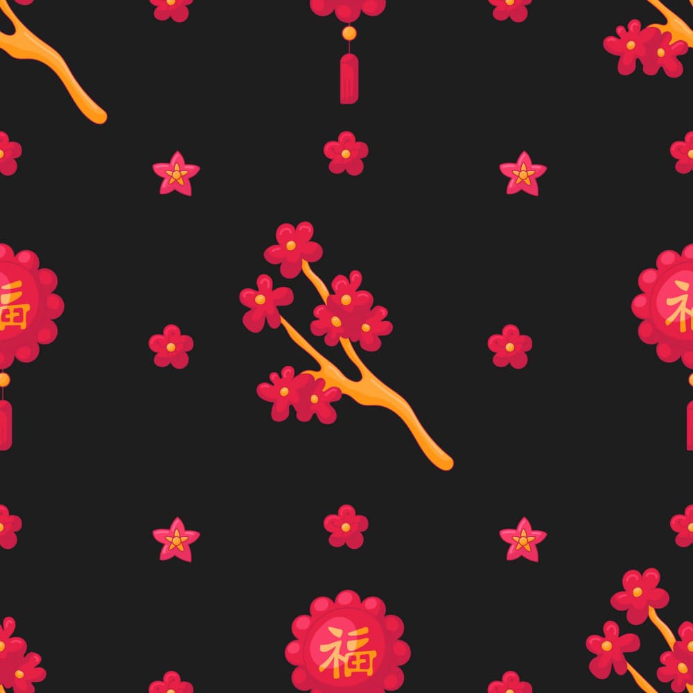 Festive Cherry Blossom Pattern by Marika Barsrsind β canvas wall art