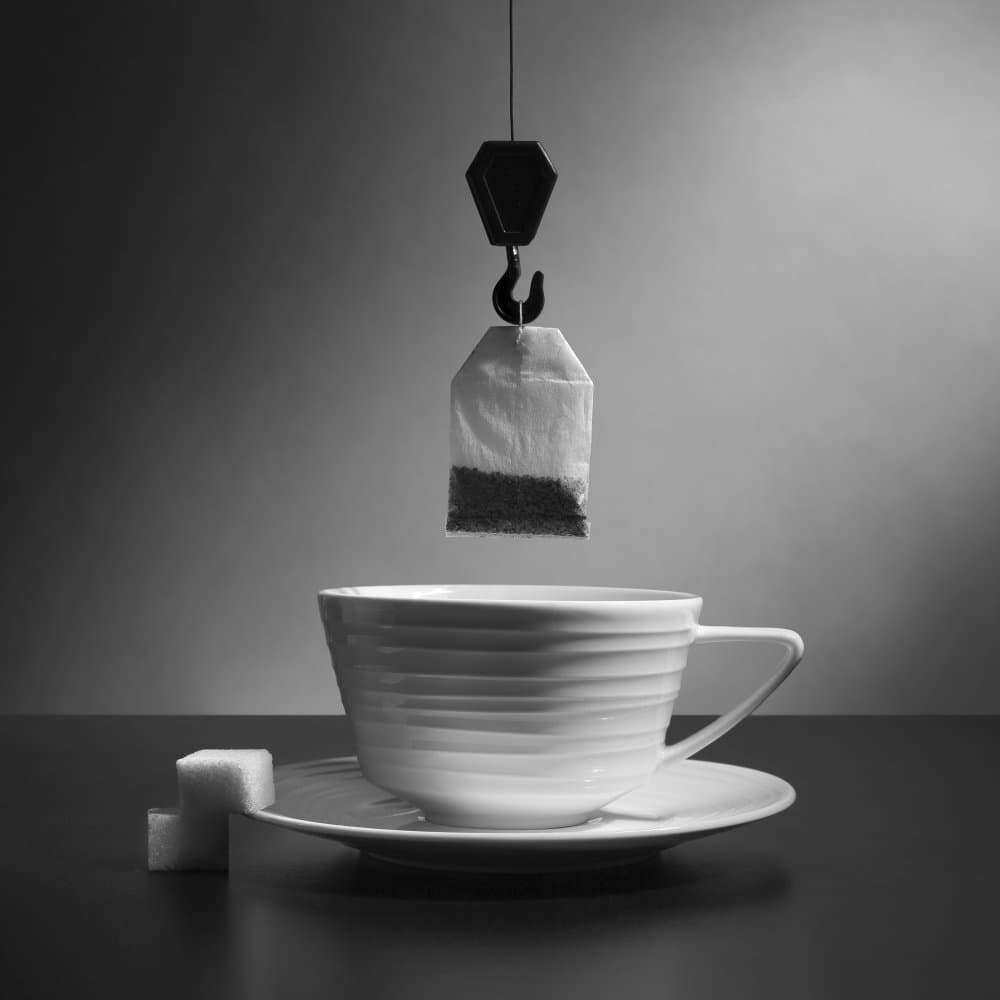 Tea Bag Crane by Victoria Glinka — canvas wall art