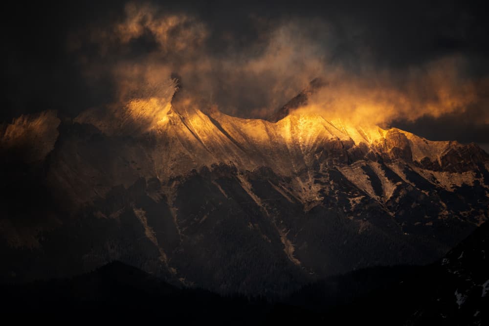 Majestic Golden Peaks by Krzysztof Mierzejewski — canvas wall art