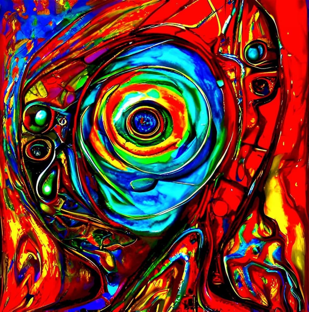 Vibrant Abstract Gaze by mnemonixART — canvas wall art