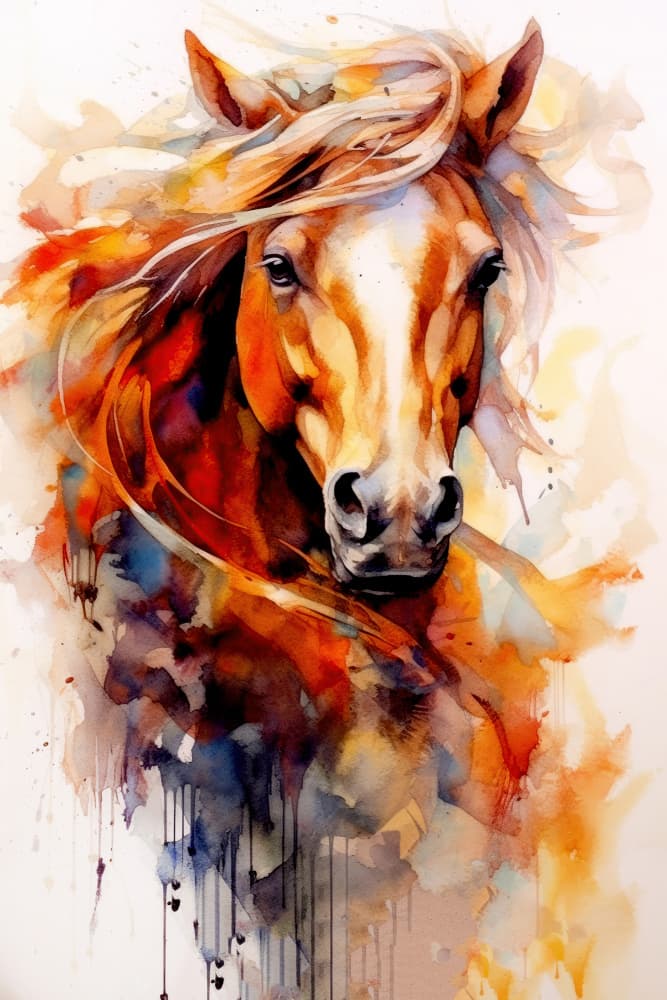 Vibrant Watercolor Horse by Justyna Jaszke — canvas wall art