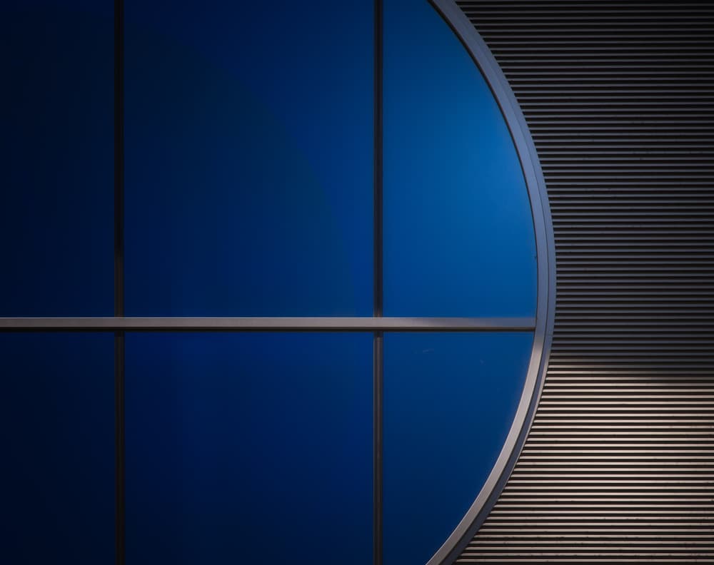 Curved Blue Architecture by Harry Verschelden — canvas wall art