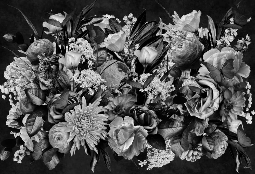 Monochrome Floral Bouquet by Sue Skellern — canvas wall art