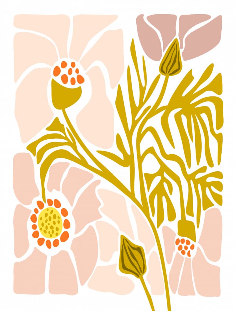Golden Pink Botanicals by Annick — canvas wall art