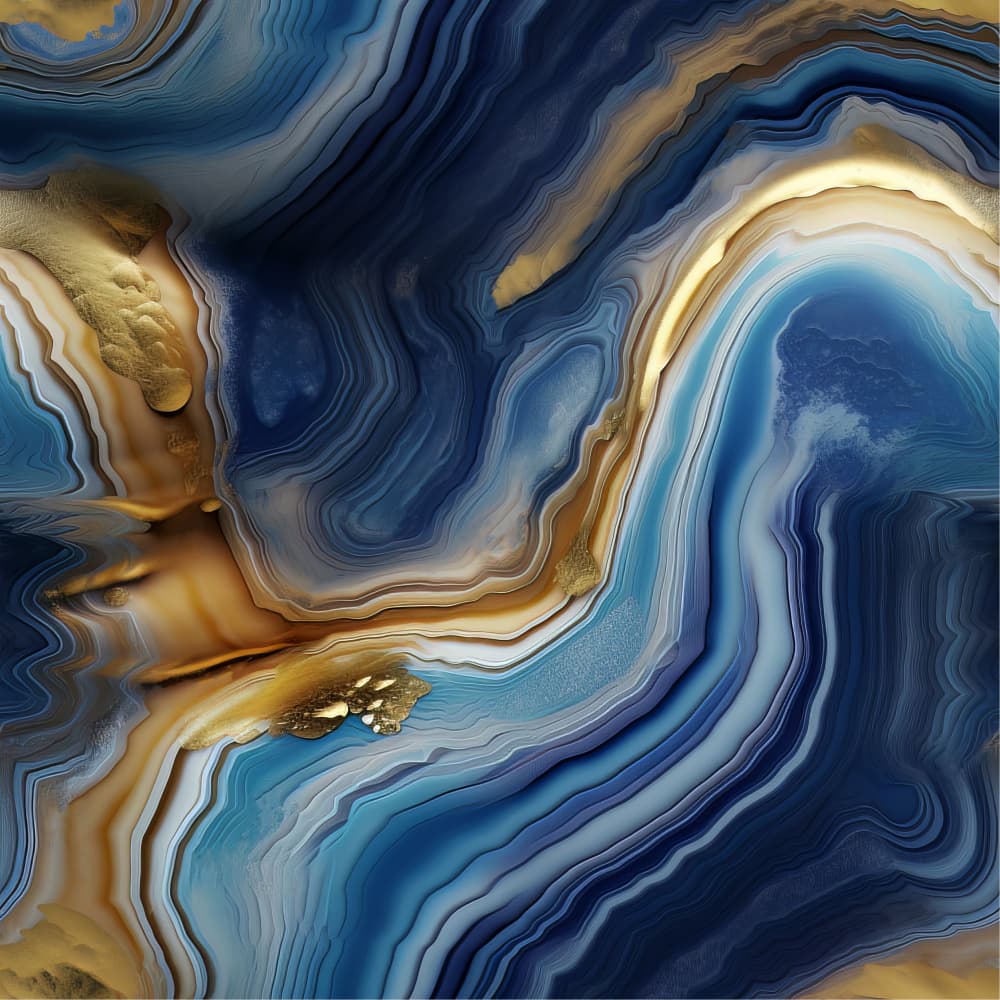 Liquid Gold Blue Abstract by Bilge Paksoylu — canvas wall art
