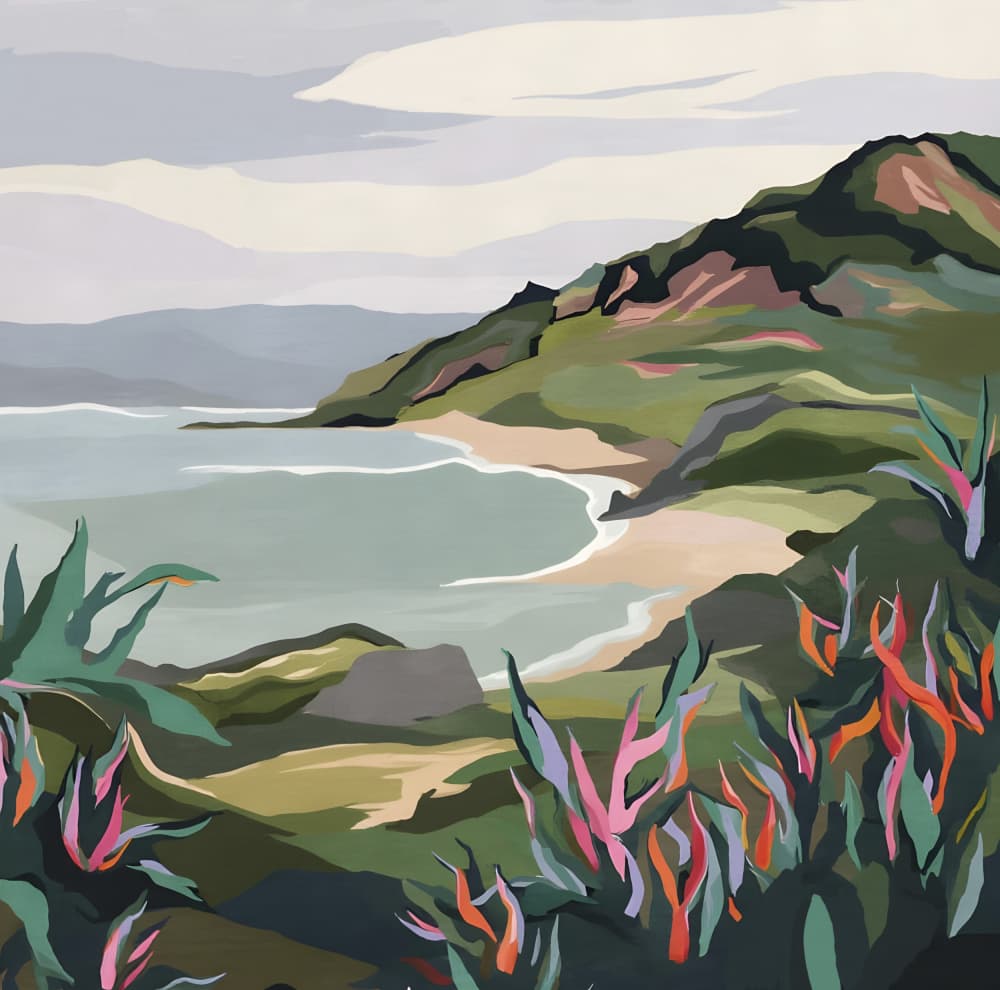 Vibrant Coastal Landscape by Edie — canvas wall art