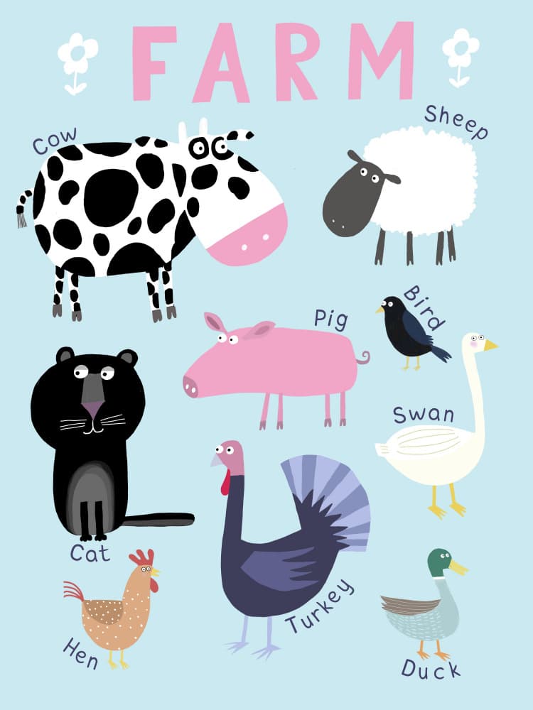 Cute Farm Animals by Carla Daly — canvas wall art
