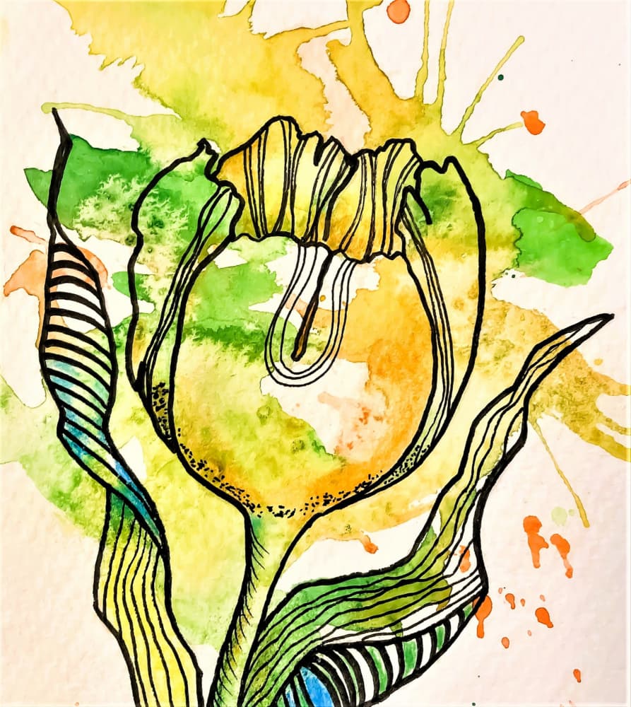 Abstract Watercolor Tulip by Anda Bieza — canvas wall art