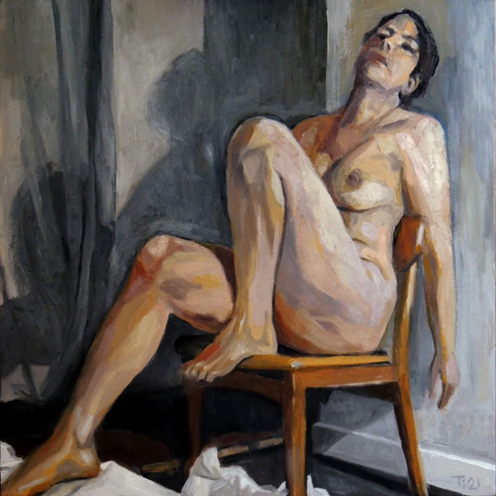 Contemplative Nude Figure by Tore Bahnson — canvas wall art