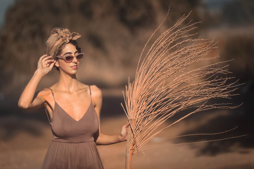 Boho Woman with Palm by Tali Stein — canvas wall art