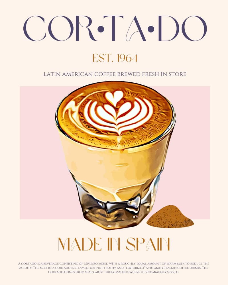Cortado Coffee Art by Nazma Khokhar — canvas wall art