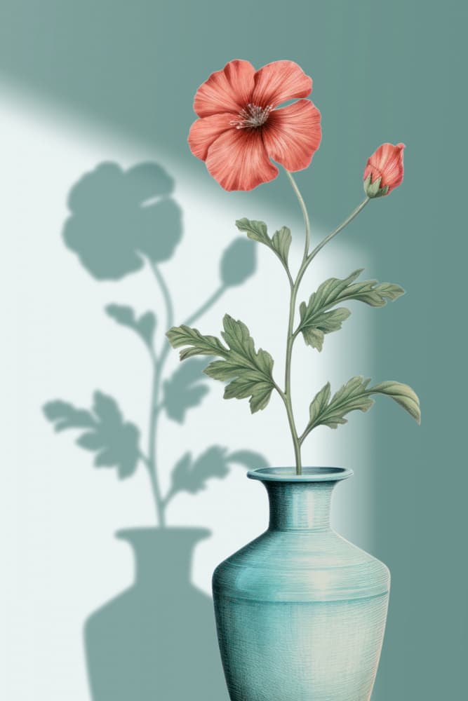 Coral Bloom Shadow by Marja van den Hurk — canvas wall art