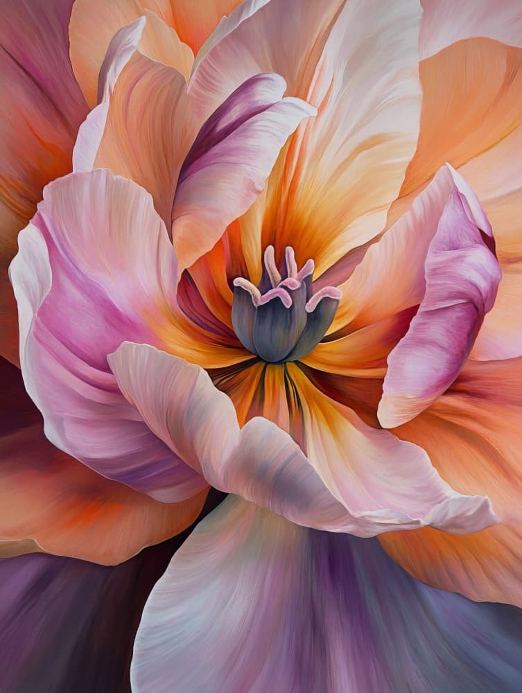 Soft Pink Orange Bloom by Bilge Paksoylu — canvas wall art