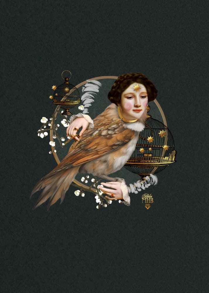 Surreal Bird Woman by Atelier MHB — canvas wall art