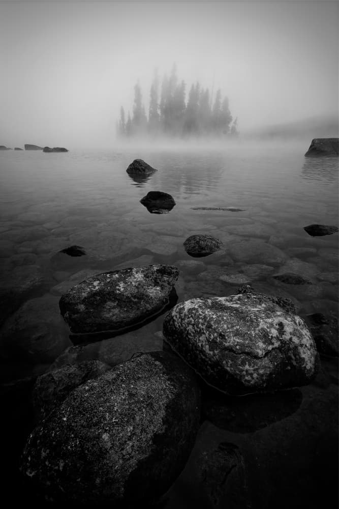 Misty Lake Serenity by Lydia Jacobs — canvas wall art