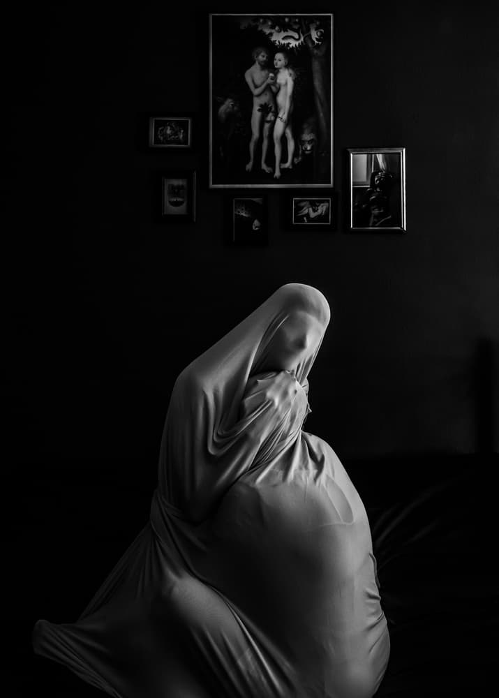 Mysterious Draped Figure by Alejandro Marcos — canvas wall art