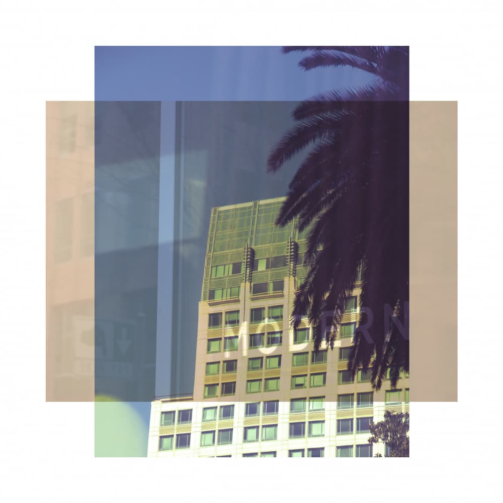 Modern City Palm Layers by Diana Jahns — canvas wall art