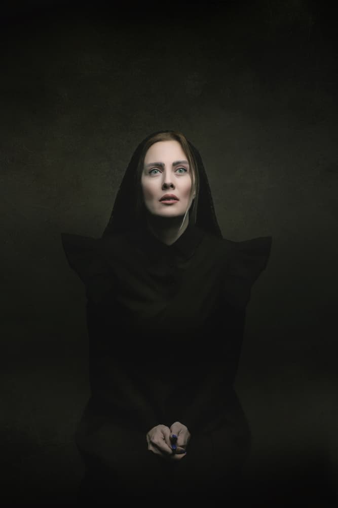 Mysterious Hooded Woman by Moein Hasheminasab — canvas wall art