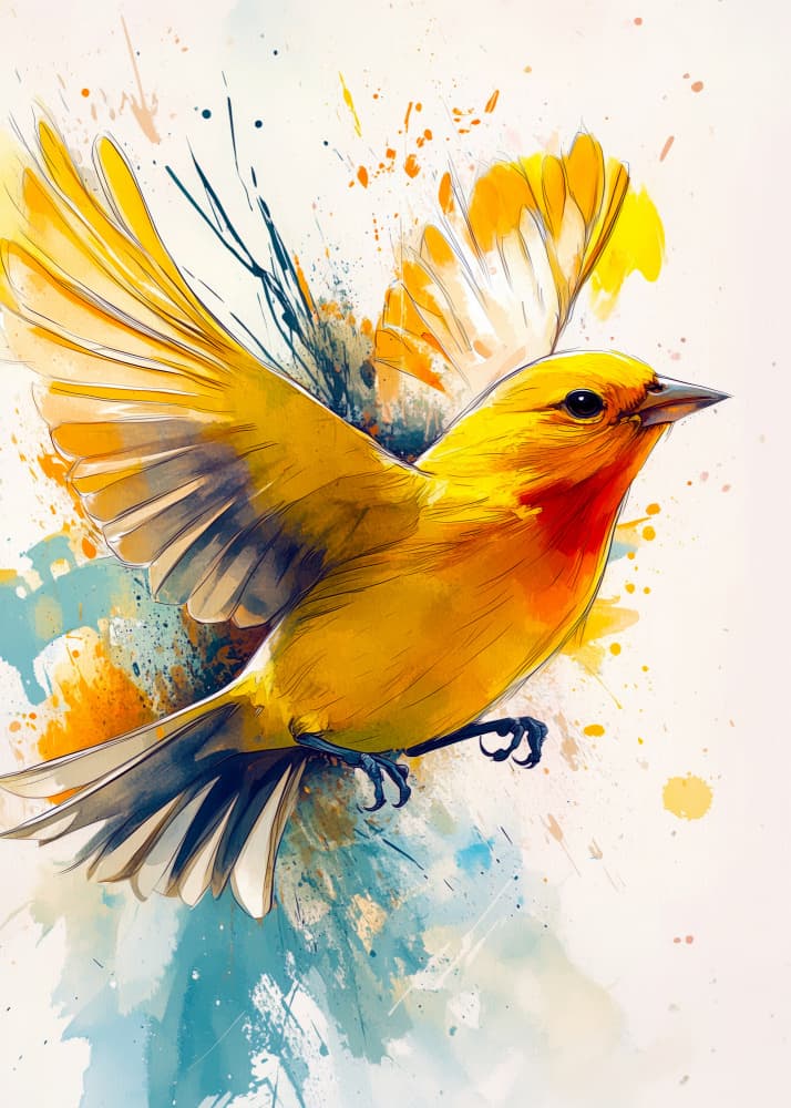 Vibrant Yellow Bird by Justyna Jaszke — canvas wall art