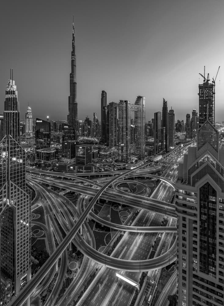 Dubai Night Light Trails by Mrinal Nath — canvas wall art