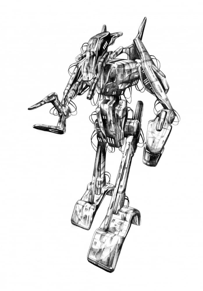 Futuristic Robot Drawing by Kulik — canvas wall art