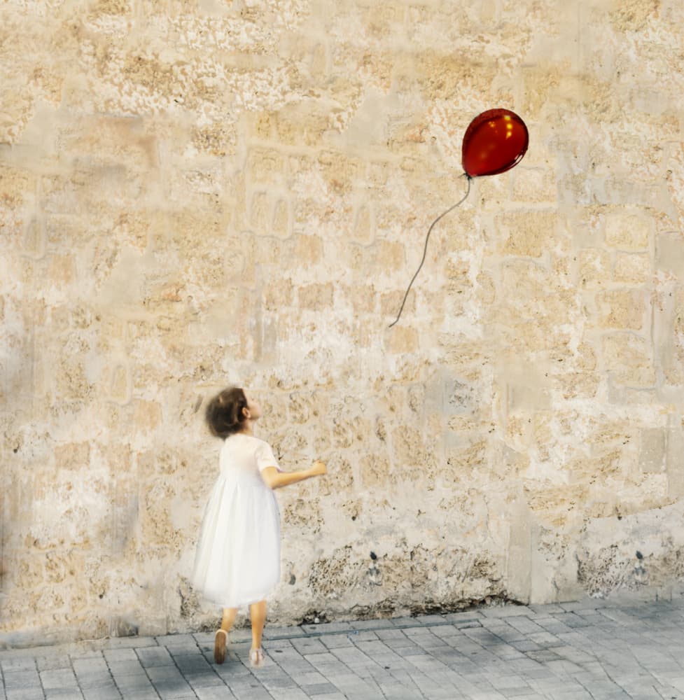 Girl And Red Balloon by Rachel Pansky — canvas wall art