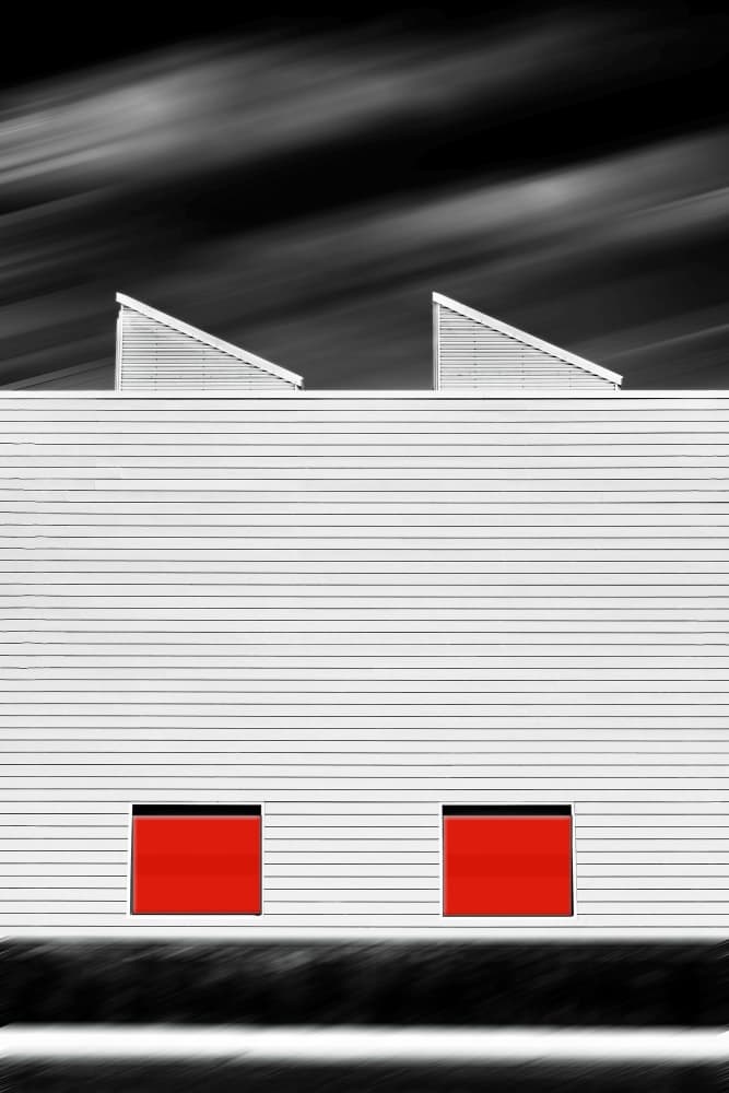 Modern Red Windows by Michael Burlak — canvas wall art