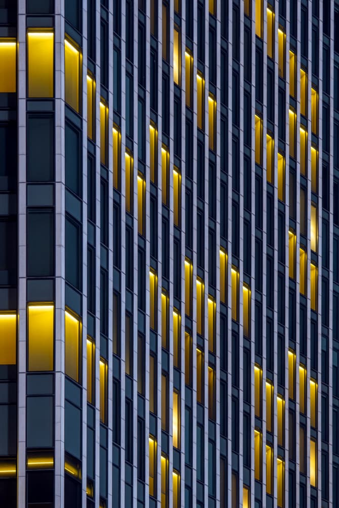 Illuminated Building Facade by HAN dong hee — canvas wall art