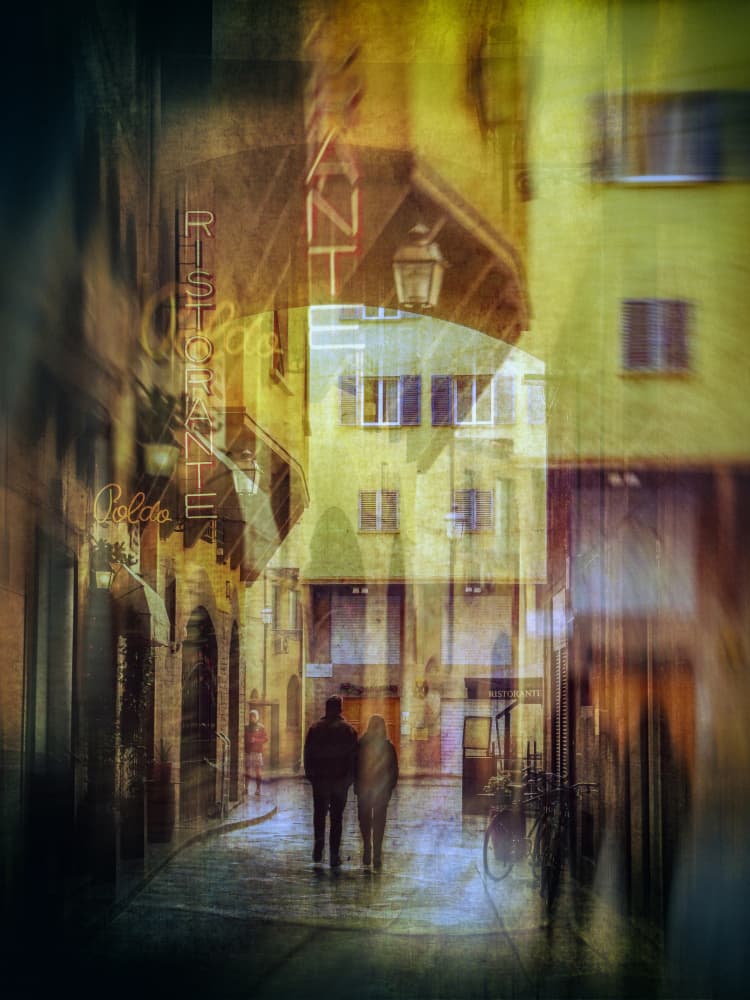 Romantic City Walk by Michel Romaggi — canvas wall art
