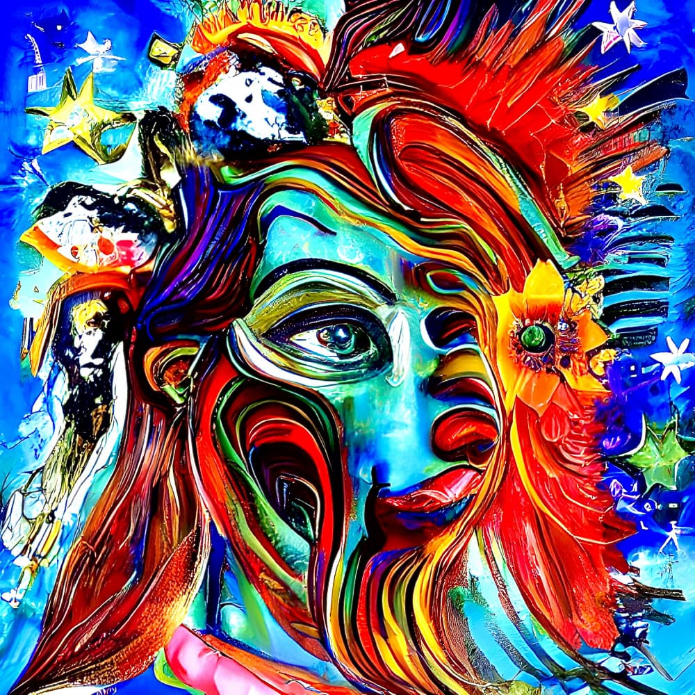 Colorful Goddess Portrait by mnemonixART — canvas wall art