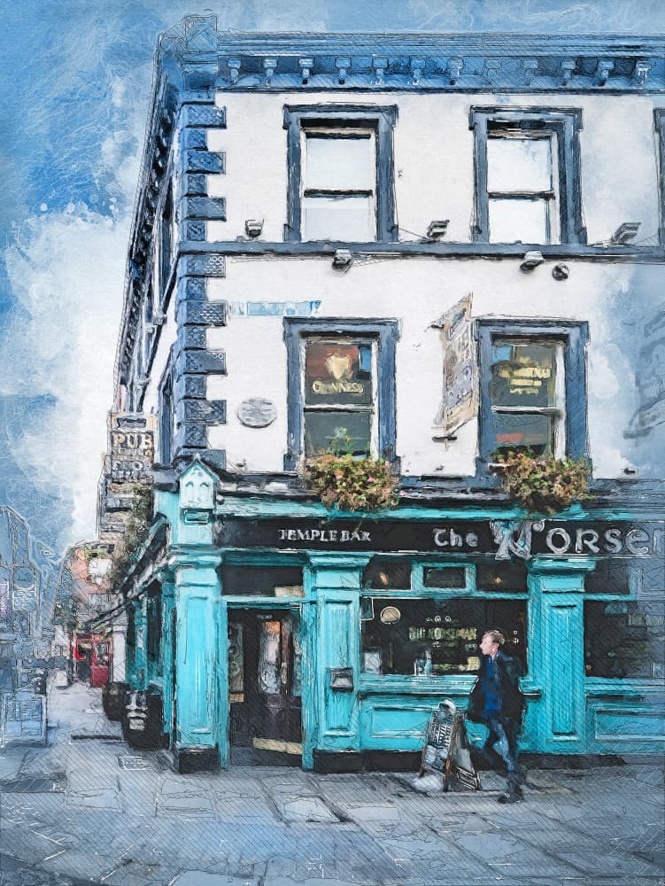 Temple Bar Dublin by Justyna Jaszke — canvas wall art