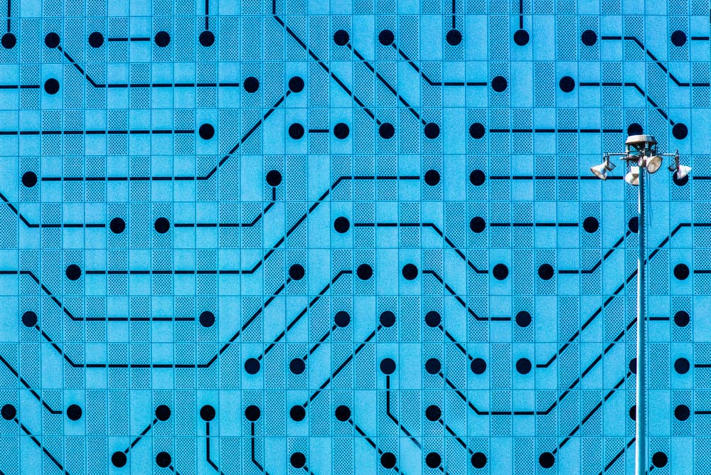 Blue Digital Circuitry by Linda Wride — canvas wall art