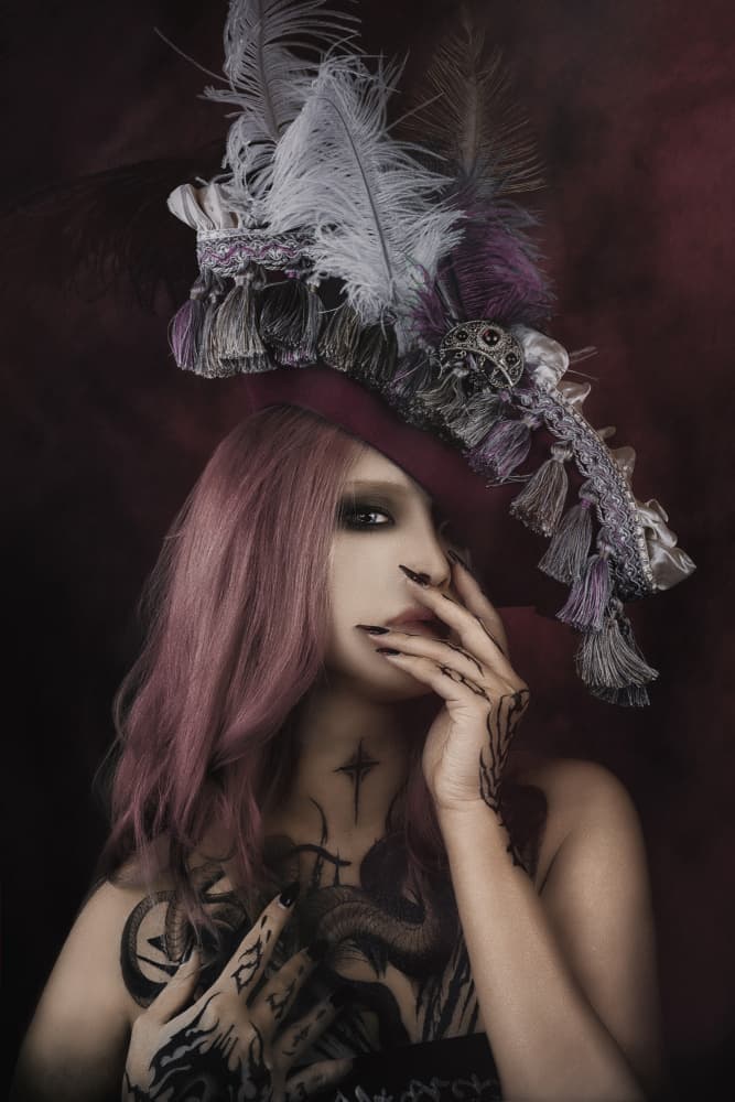 Gothic Pink Hair Portrait by KOIKI — canvas wall art