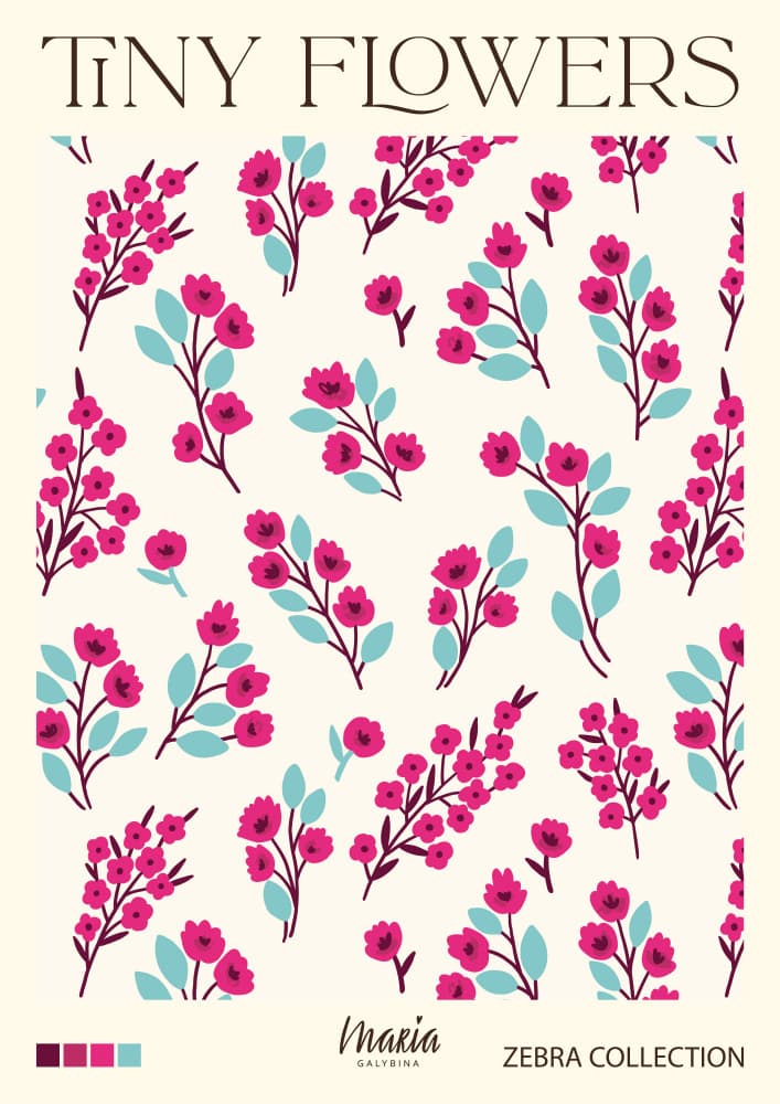 Tiny Pink Blooms by Maria Galybina — canvas wall art