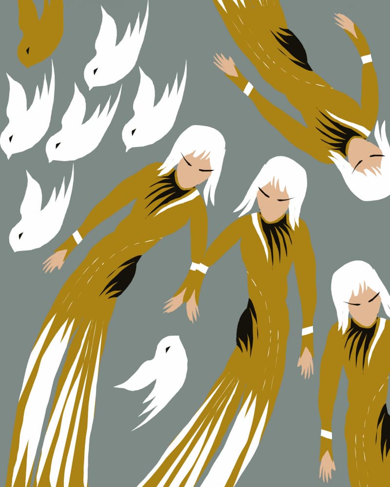 Golden Women and Doves by Josie George — canvas wall art
