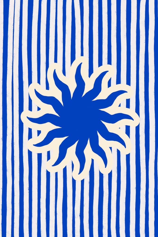 Blue Striped Sun by Treechild — canvas wall art