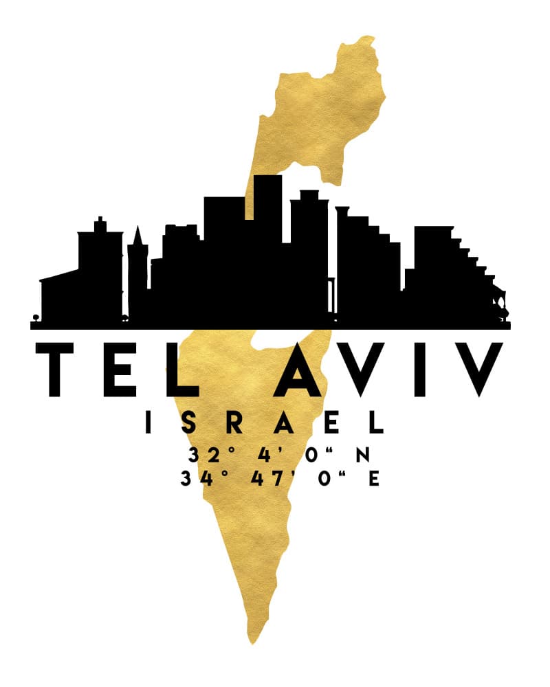 Tel Aviv Israel Skyline Map by Emiliano Deificus — canvas wall art