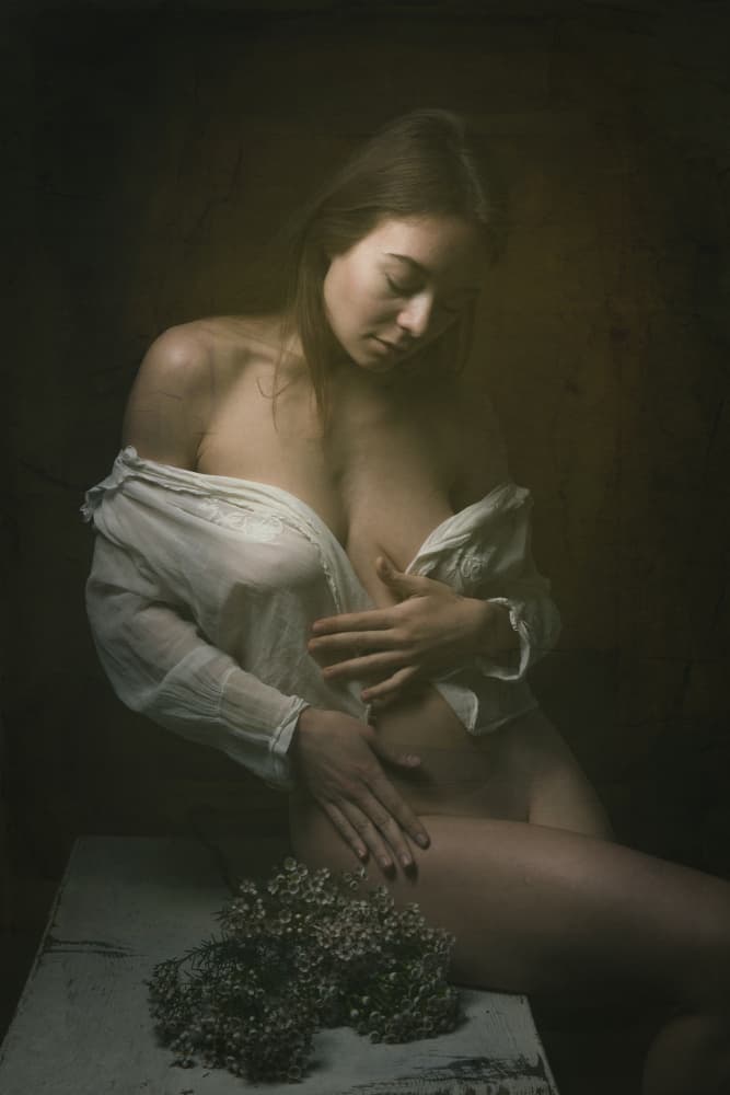 Intimate Woman With Flowers by Ruth Franke — canvas wall art