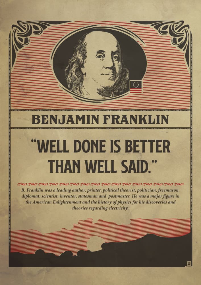 Benjamin Franklin Quote by Dion Gem — canvas wall art