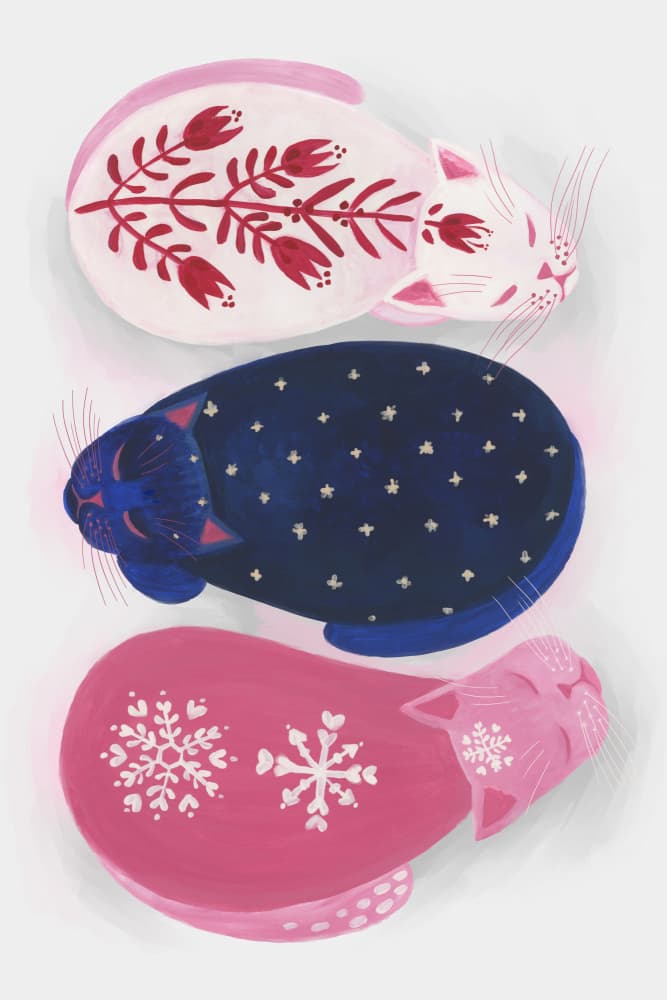 Cozy Winter Cats by Rosana Laiz Blursbyai — canvas wall art