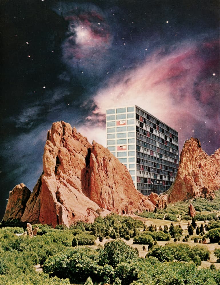 Cosmic Red Rock Building by Mikhail Siskoff — canvas wall art