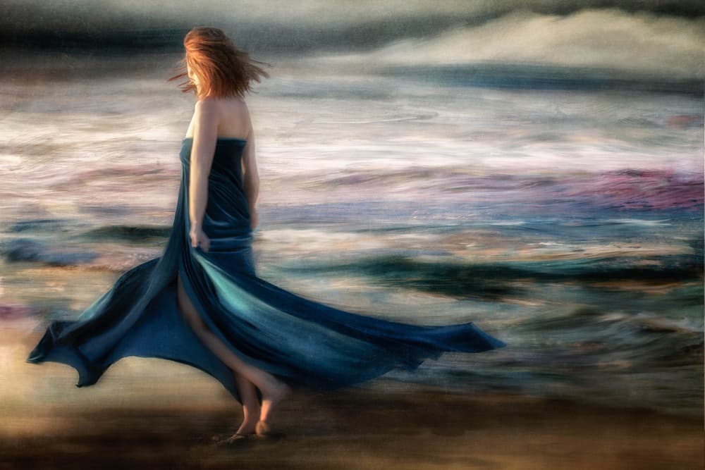 Dreamy Beach Woman by Charlaine Gerber — canvas wall art