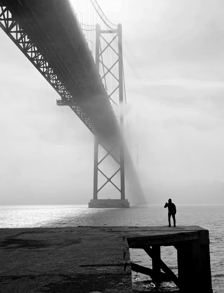 Solitary Figure Under Bridge by Ezequiel59 — canvas wall art