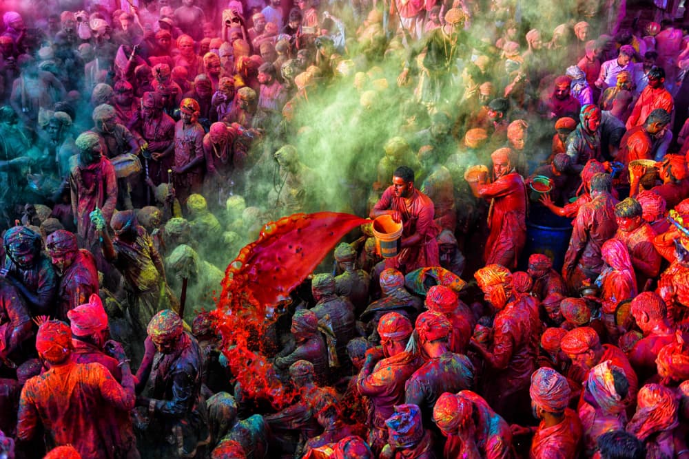 Vibrant Holi Celebration by Avishek Das — canvas wall art