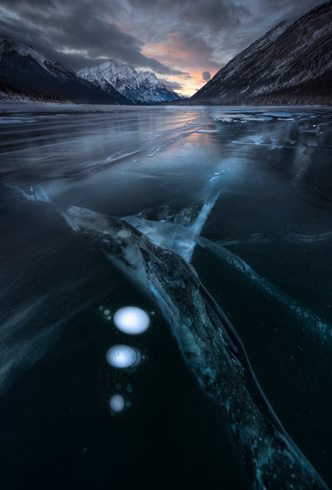 Frozen Lake Sunset by Larry Deng APA — canvas wall art